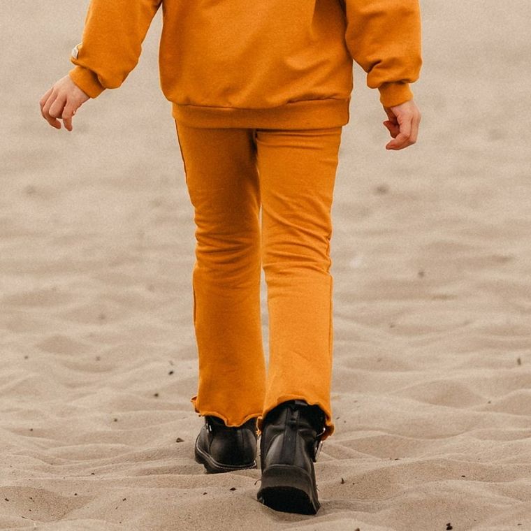 Legginsy dziewczęce, dzwony, musztardowe, Eevi