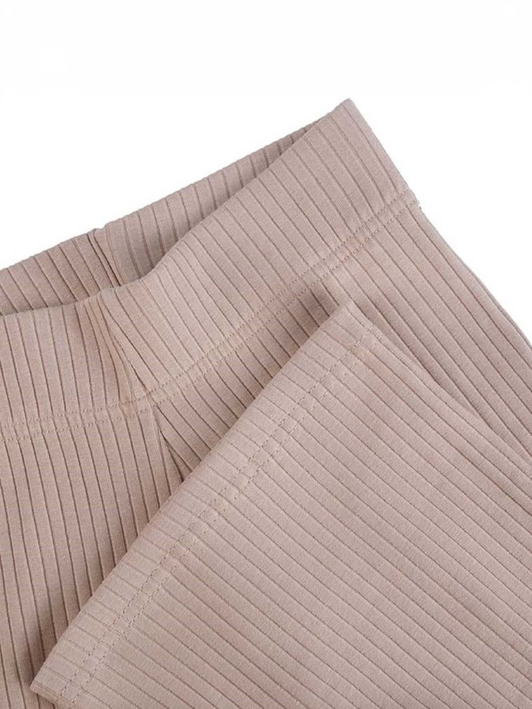 Legginsy dziewczęce, dzwony, prążkowane, beżowe, Tup Tup