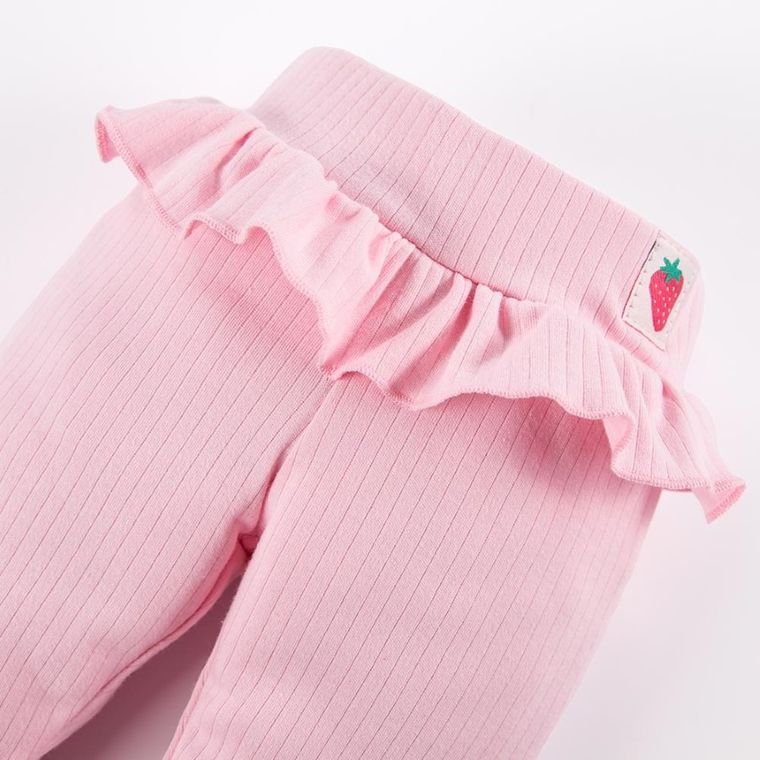 Legginsy dziewczęce, prążkowane, różowe, Eevi