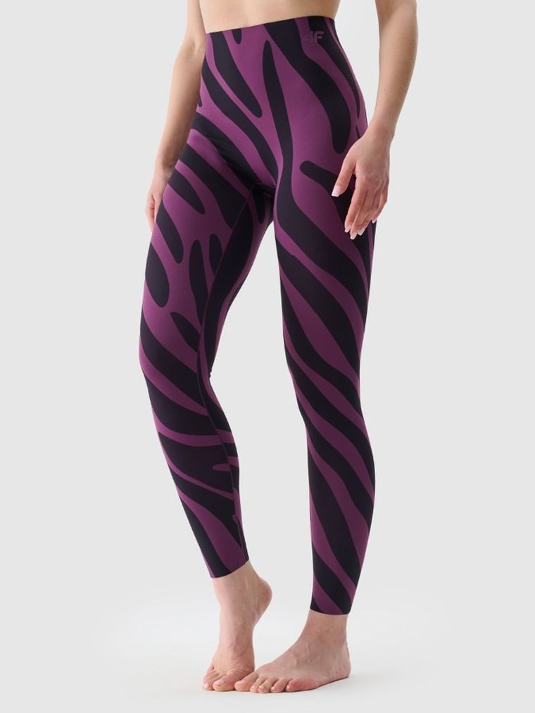 Legginsy funkcyjne damskie, bordowe, 4F