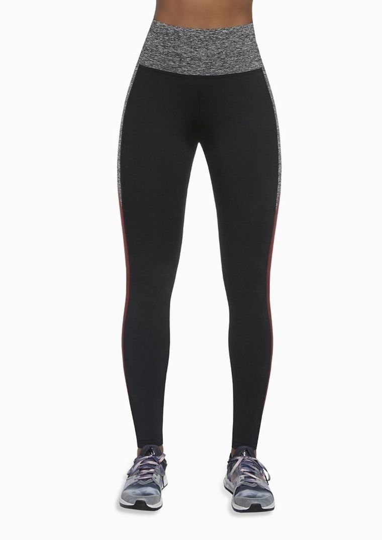 Legginsy sportowe damskie, czarne, lampasy, Bas Black