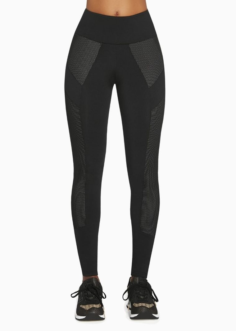 Legginsy sportowe damskie, czarne, wstawki, Bas Black