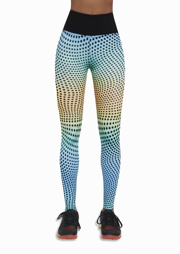Legginsy sportowe damskie, mix, kropki, Bas Black