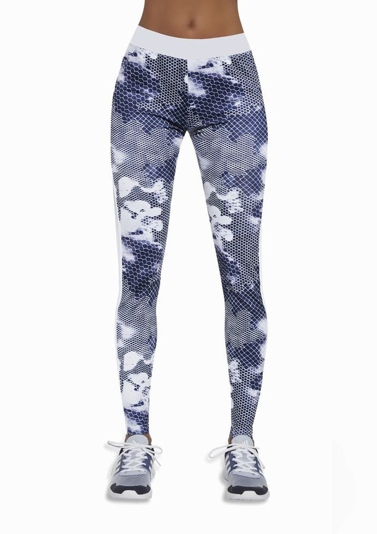 Legginsy sportowe damskie, niebieskie, lampasy, Bas Black