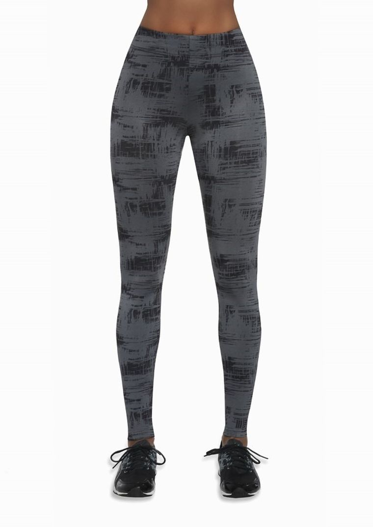 Legginsy sportowe damskie, szaro-grafitowe, Bas Black