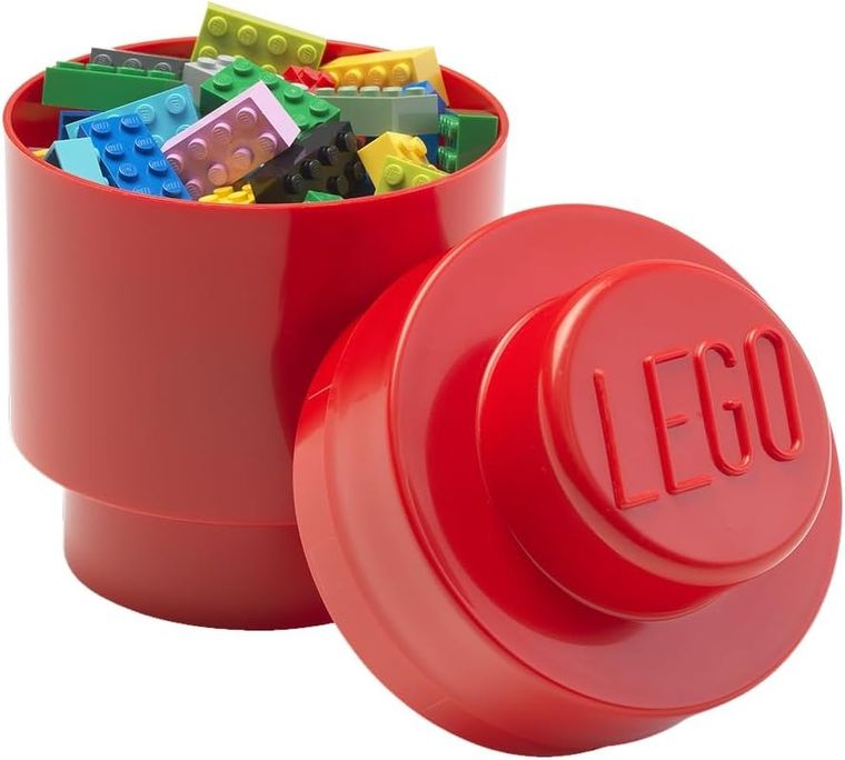 LEGO, Brick 1, okrągły pojemnik klocek, czerwony