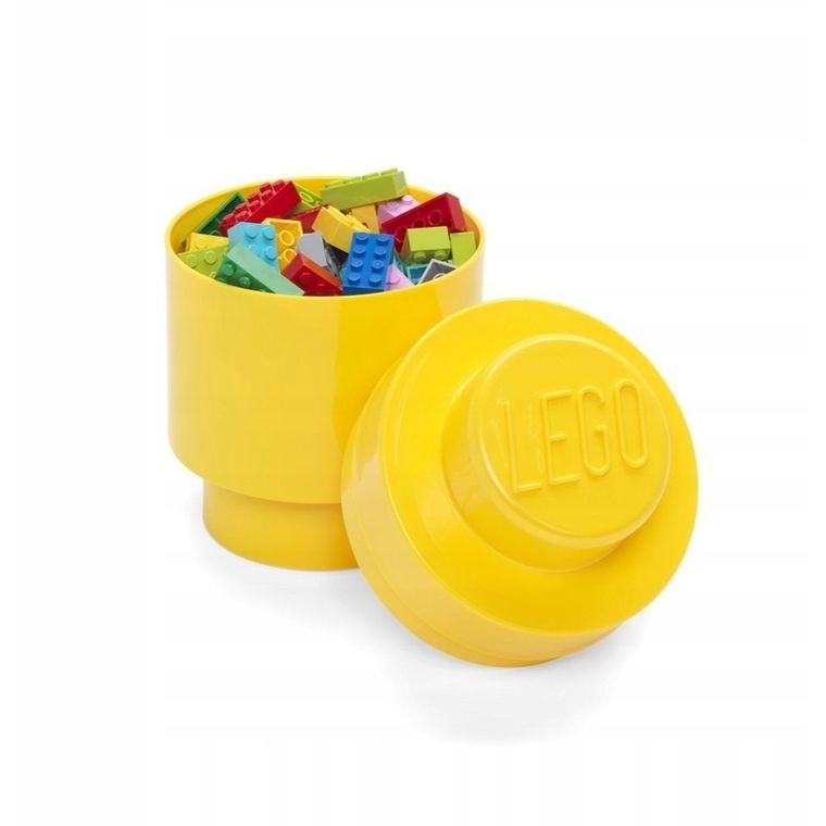LEGO, Brick 1, okrągły pojemnik klocek, żółty