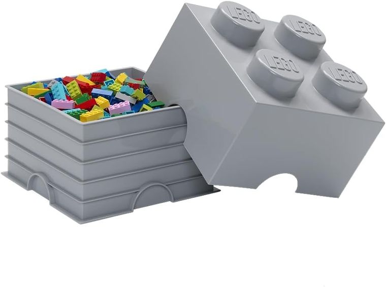 LEGO, Brick 4, pojemnik klocek, szary jasny