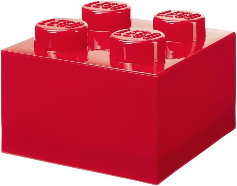 LEGO, Brick 4, pojemnik klocek, transparentny czerwony