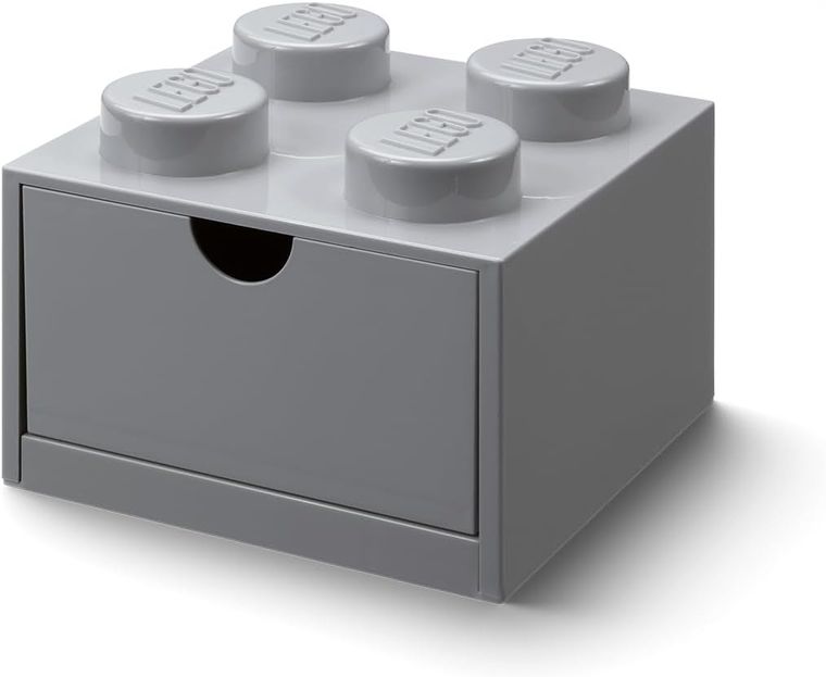 LEGO, Brick 4, pojemnik klocek z szufladą, jasny szary