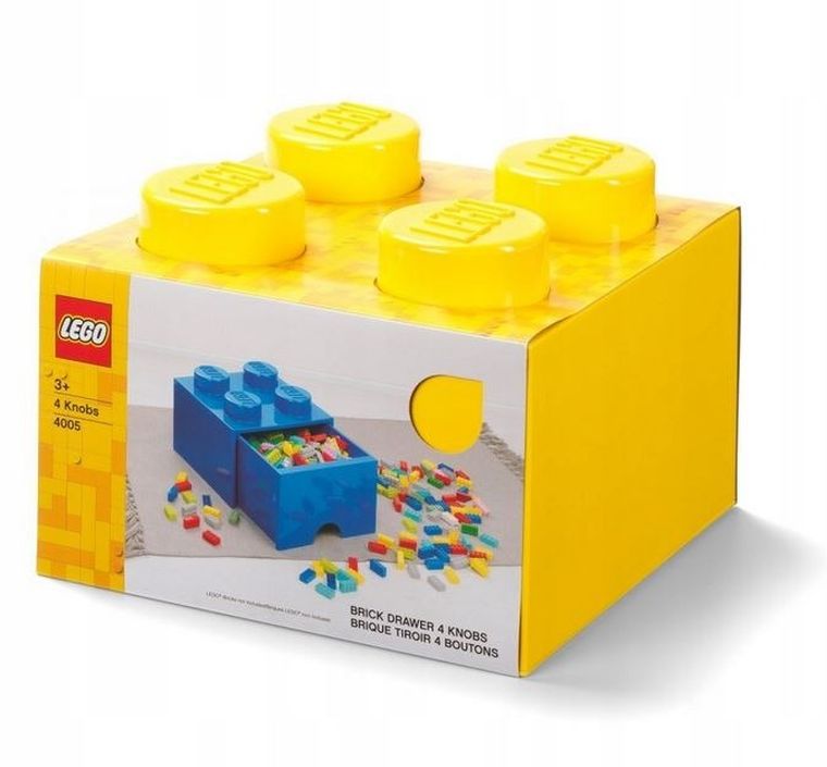 LEGO, Brick 4, pojemnik klocek z szufladą, żółty