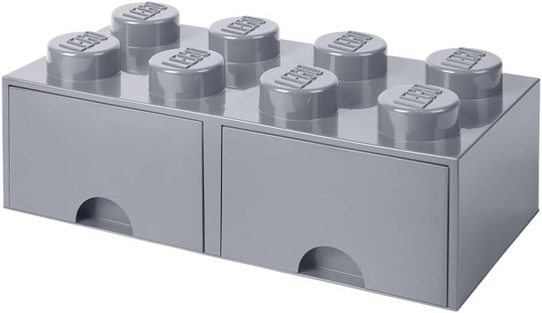 LEGO, Brick 8, pojemnik klocek z dwoma szufladami, szary