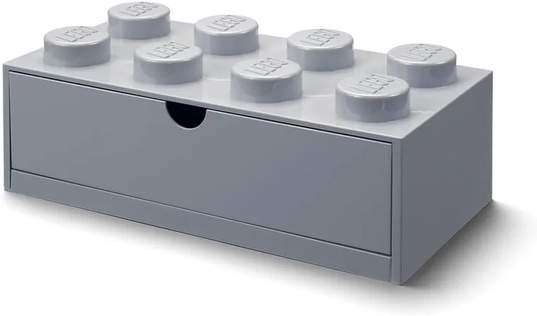LEGO, Brick 8, pojemnik klocek z szufladą, jasny szary