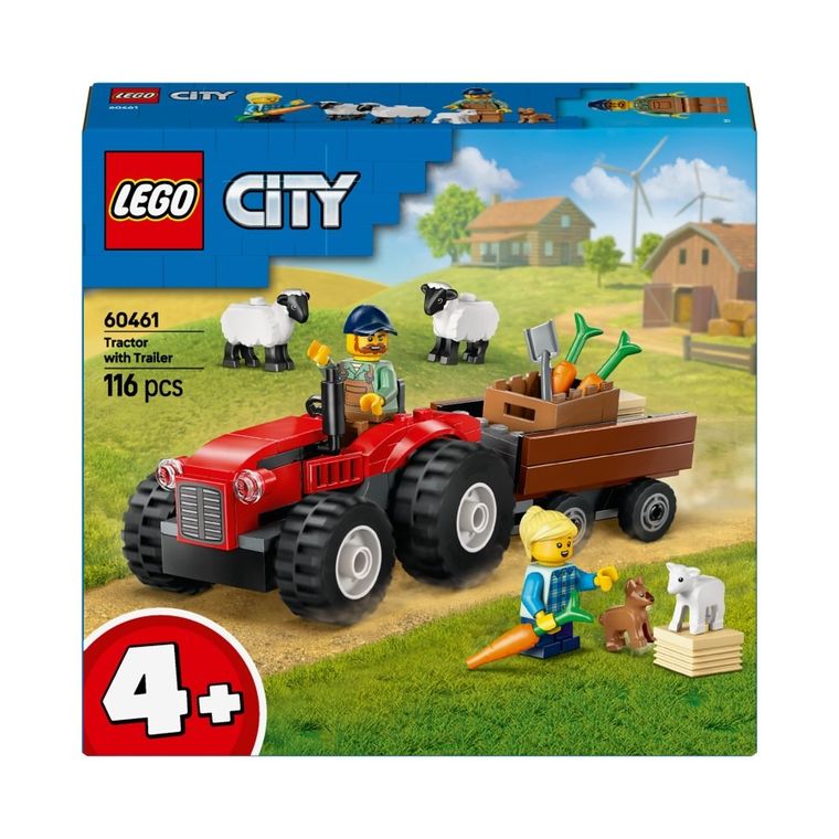 LEGO City, Czerwony traktor z przyczepą i owcą, 60461