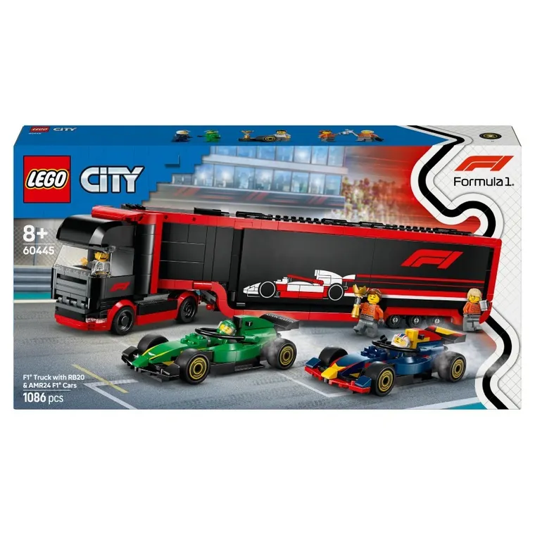 LEGO City, F1 Ciężarówka z bolidami RB20 i AMR24 F1, 60445