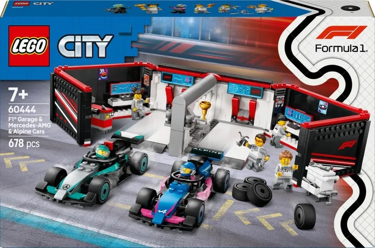 LEGO City, F1 Garaż i bolidy Mercedes-AMG i Alpine, 60444