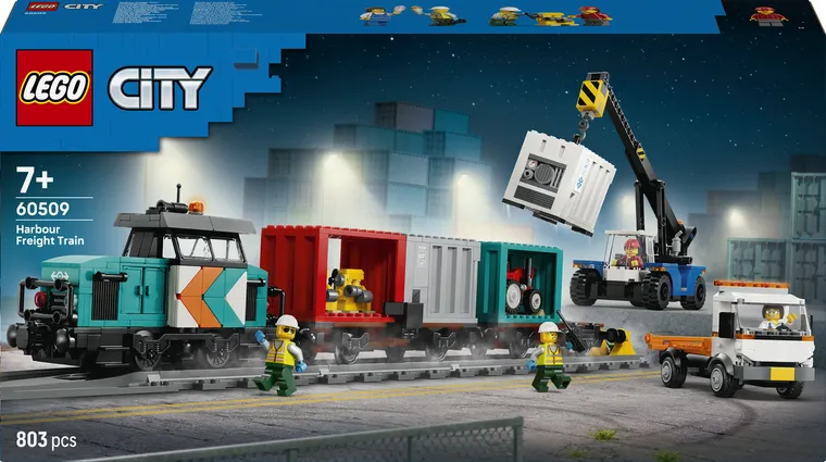 LEGO City, Portowy pociąg towarowy, dźwig i ciężarówka, 60509