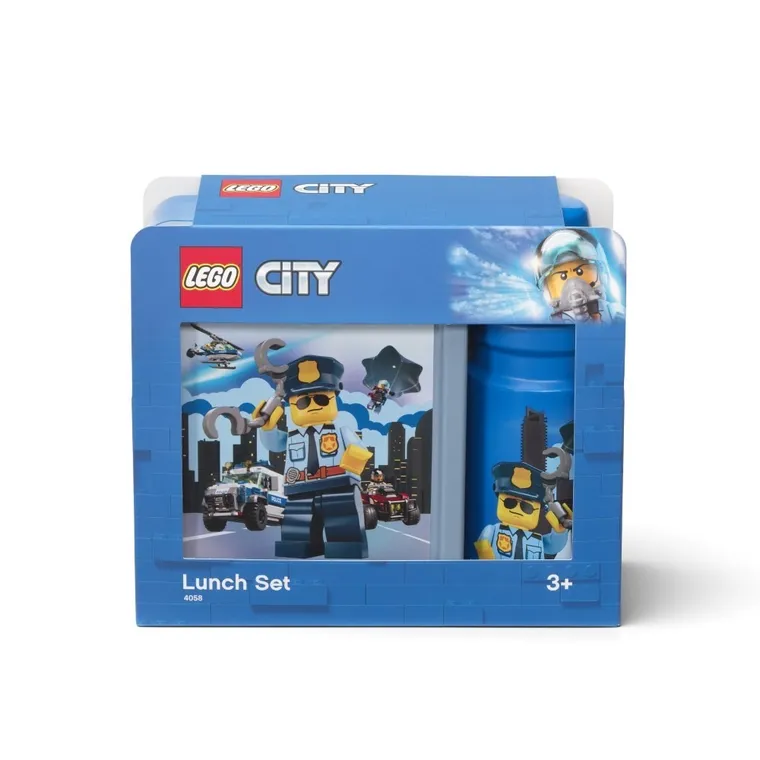 LEGO City, zestaw: lunchbox + bidon, 390 ml