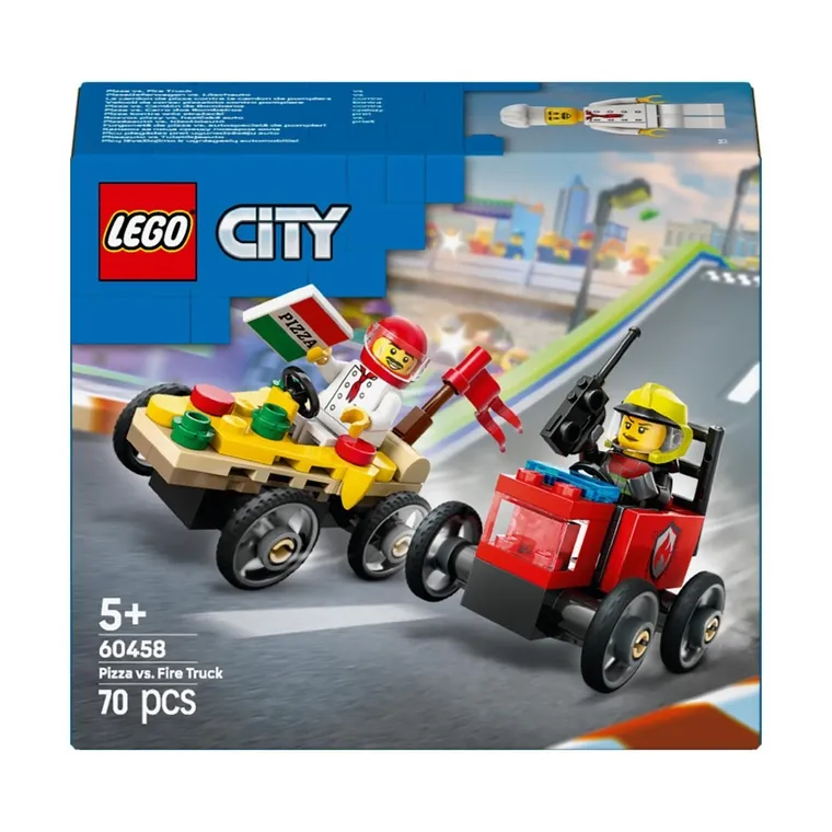 LEGO City, Zestaw wyścigówek: pizza kontra wóz strażacki, 60458