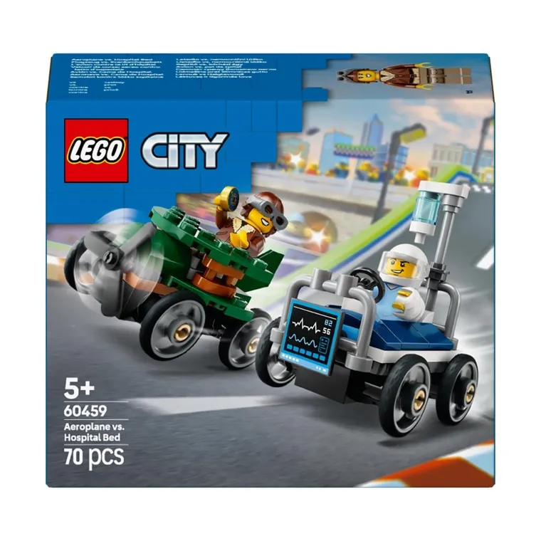 LEGO City, Zestaw wyścigówek: samolot kontra łóżko szpitalne, 60459