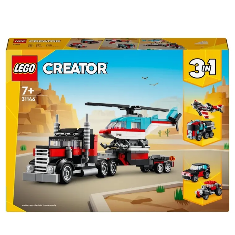 LEGO Creator, Ciężarówka z platformą i helikopterem, 31146