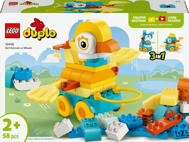 LEGO DUPLO, 3 w 1 Zwierzątka na kółkach, zabawka, 10448