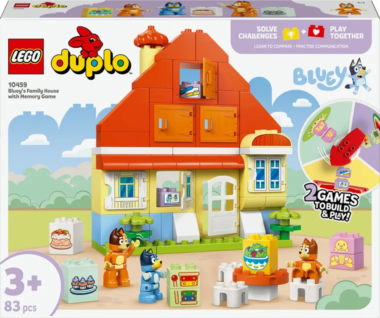 LEGO DUPLO Bluey, Dom rodzinny Blue z grą pamięciową, 10459