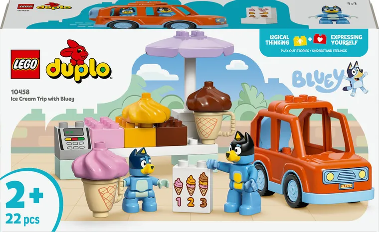 LEGO DUPLO Bluey, Wyprawa po lody z Blue, 10458
