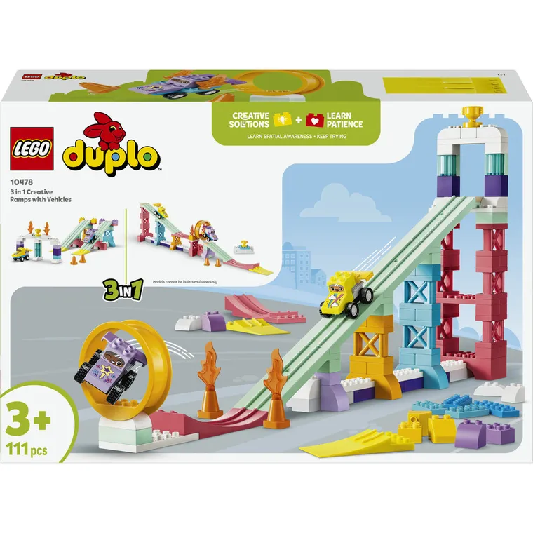 LEGO DUPLO, Kreatywne rampy 3 w 1 z pojazdami, 10478