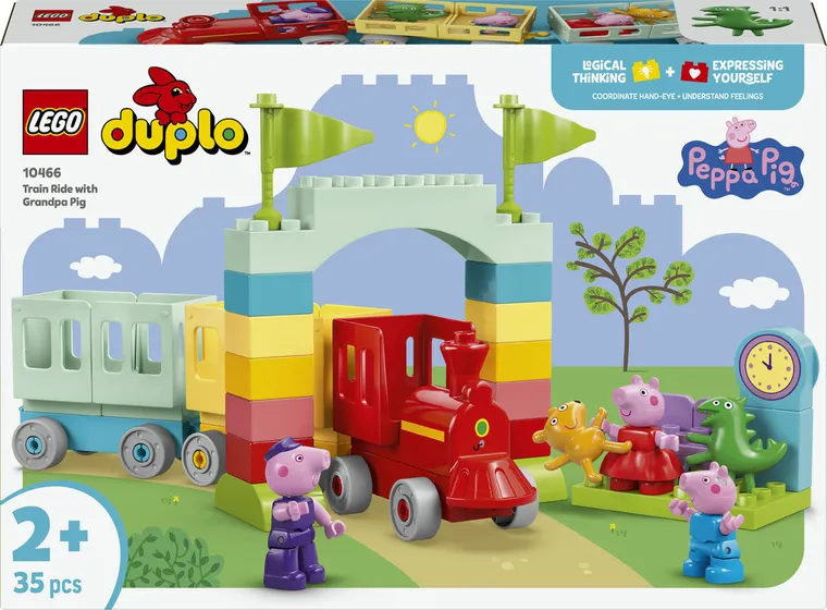 LEGO DUPLO, Świnka Peppa, Podróż pociągiem i Dziadek Świnka, 10466