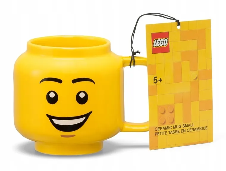LEGO, mała głowa, kubek ceramiczny, chłopiec, z uśmiechem, 255 ml