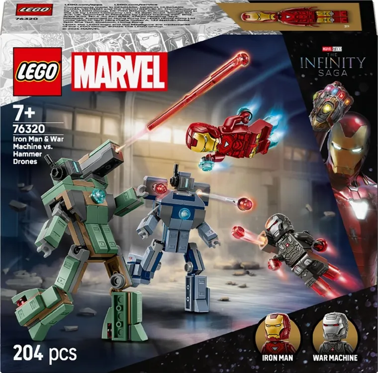 LEGO Marvel, Iron Man i War Machine kontra drony Hammera, 76320