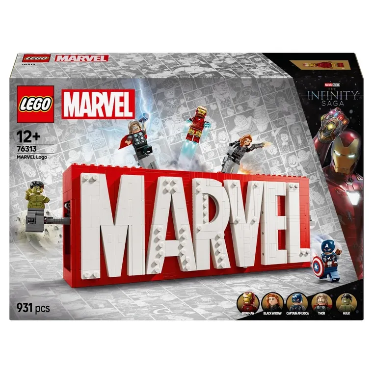 LEGO Marvel, Logo MARVEL z minifigurkami, 76313