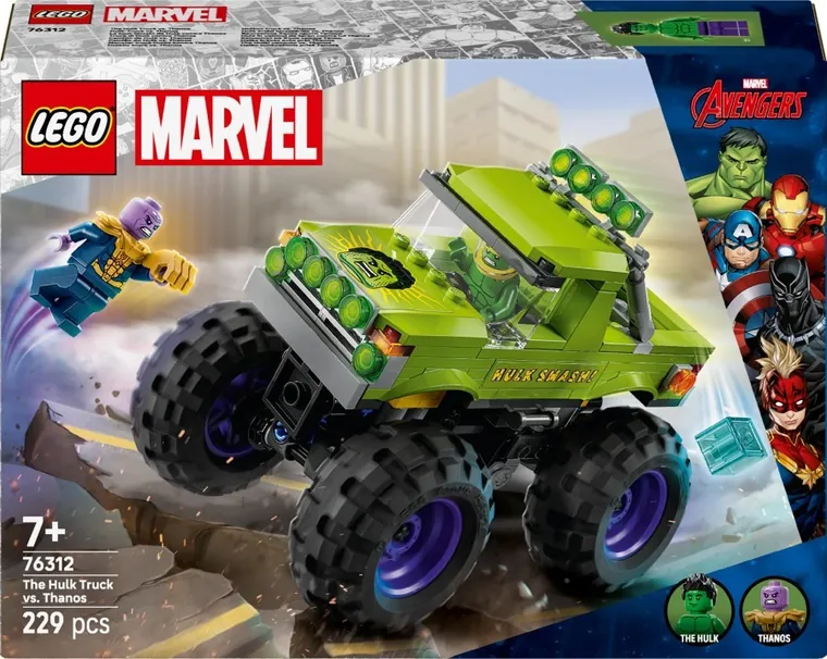 LEGO Marvel, Monster truck Hulka kontra Thanos, 76312