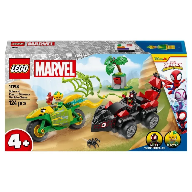 LEGO Marvel, Pościg Spina za Electro w dinopojeździe, 11198