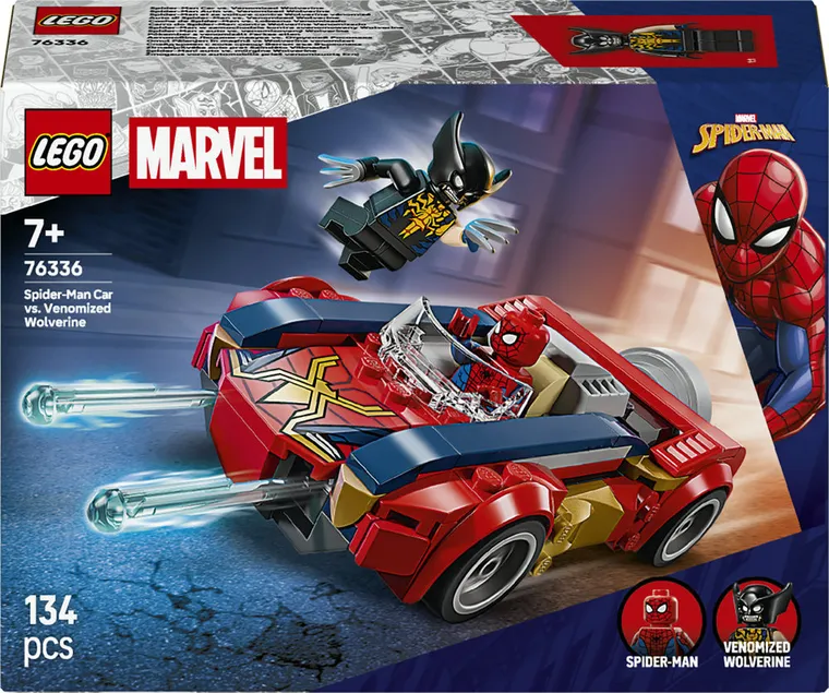 LEGO Marvel, Spider-Man w samochodzie kontra zvenomowany Wolverine, 76336