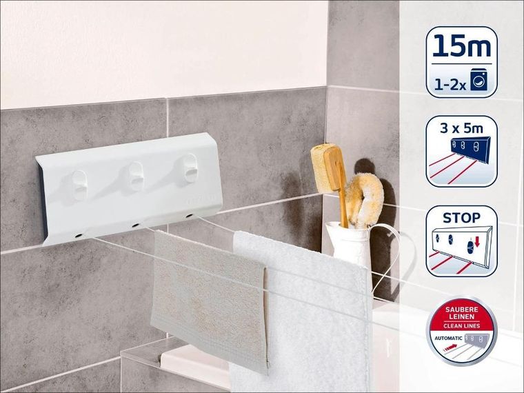 Leifheit, Rollfix, suszarka ścienna, Triple 150 Longline