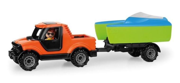 Lena, Truckies, Pickup terenowy, pojazd z przyczepką i łódką
