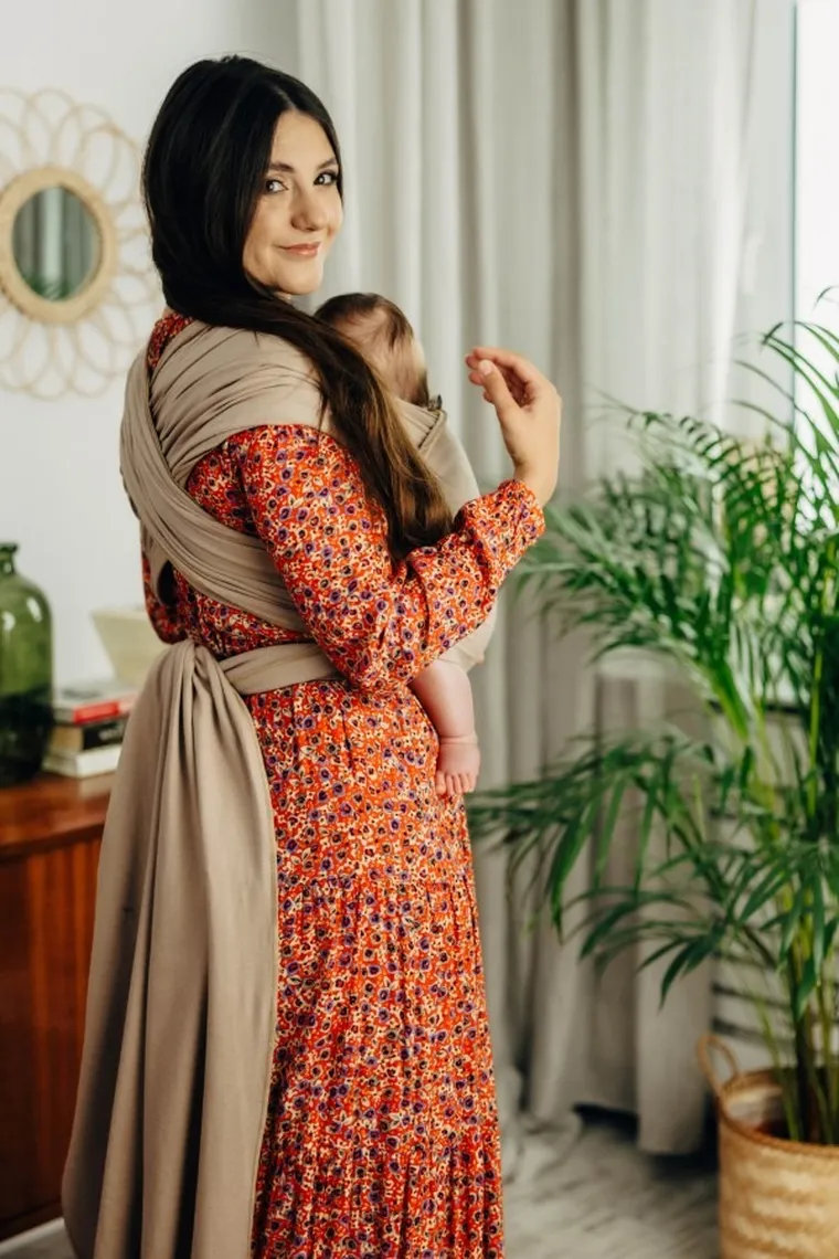 LennyLamb, chusta do noszenia dzieci, elastyczna, Nude Beige