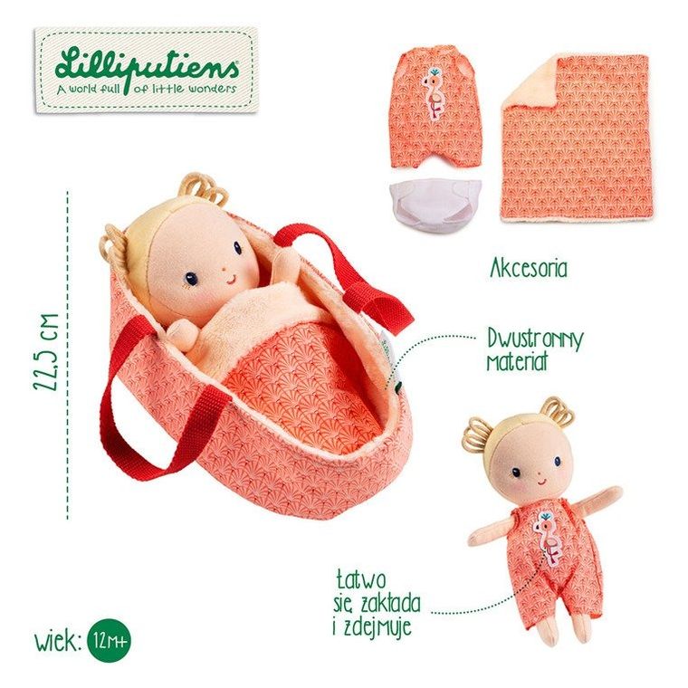 Lilliputiens, Anais, lalka dzidziuś w koszyczku z ubrankiem i kocykiem