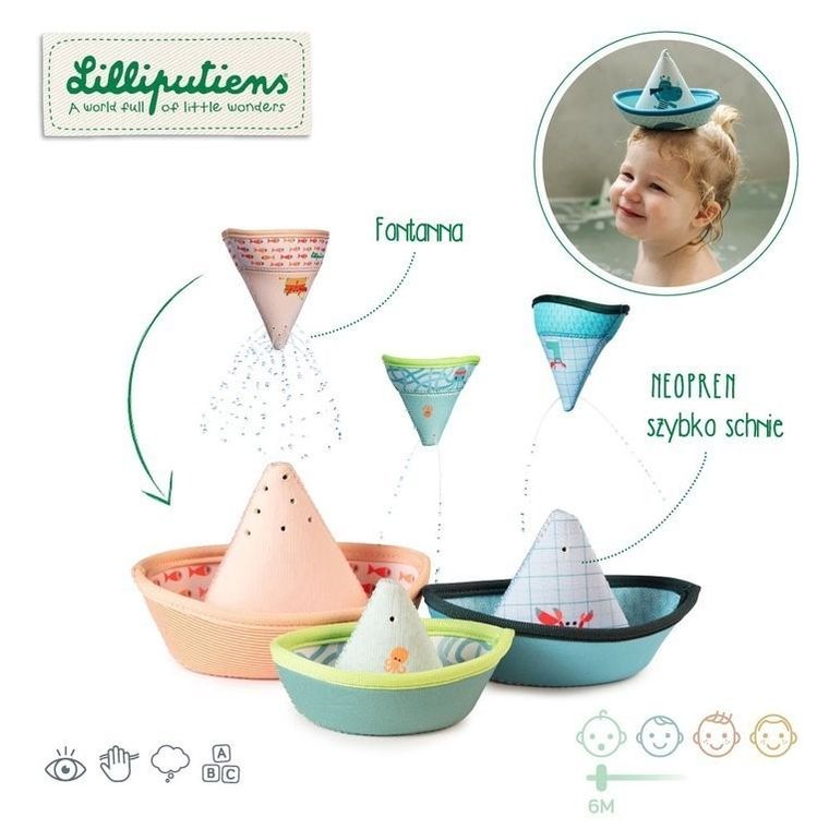 Lilliputiens, Dżungla, 3 łódeczki do kąpieli, 6m+