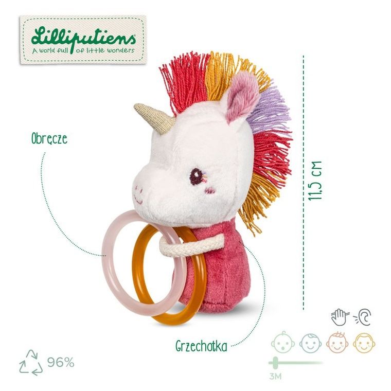 Lilliputiens, Jednorożec Lena, grzechotka, 3m+