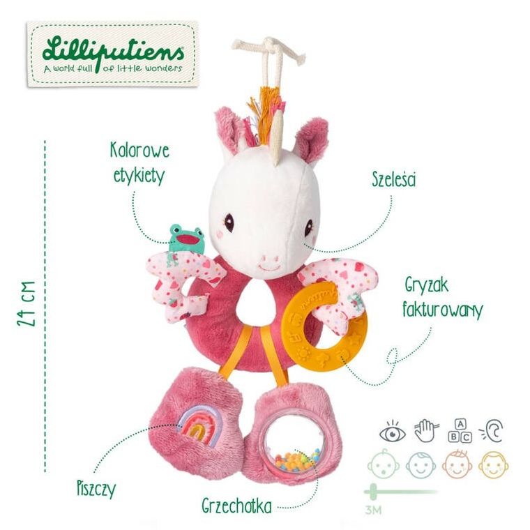 Lilliputiens, Jednorożec Lena, grzechotka wielofunkcyjna, 9m+