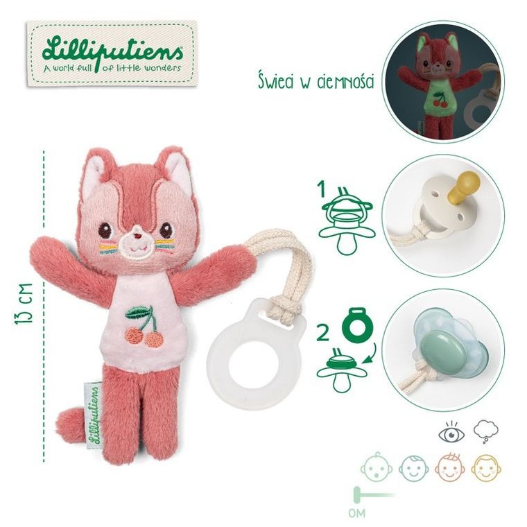 Lilliputiens, Kotka Jeanne, Nocny mini przyjaciel, zawieszka do smoczka świecąca w ciemności, 0m+