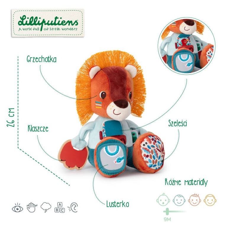 Lilliputiens, Lew Jack, maskotka aktywizująca wielofunkcyjna, 9 m+