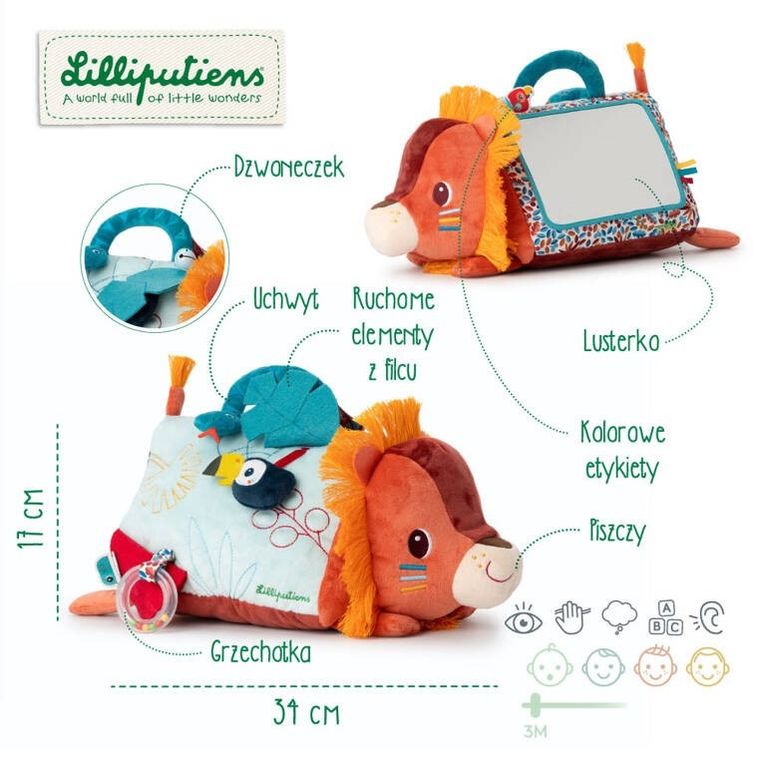 Lilliputiens, Lew Jack, wielofunkcyjny trójkąt z lusterkiem, 3m+