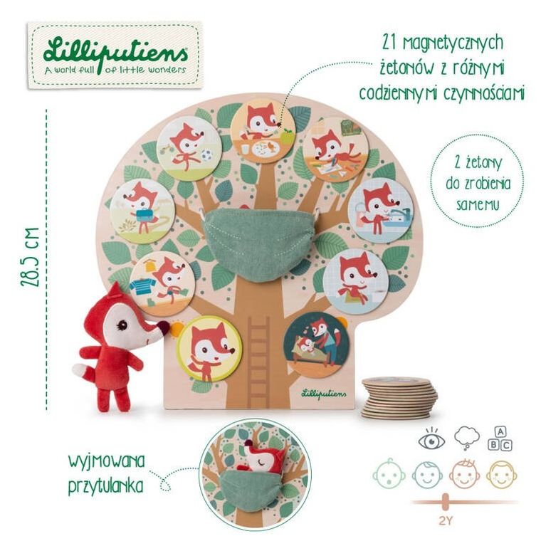 Lilliputiens, Lisiczka Alice, Mój dzień, drewniana tablica magnetyczna, 2l+