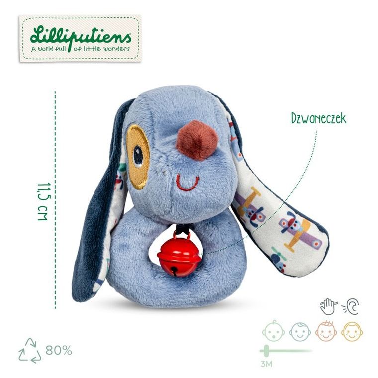 Lilliputiens, Piesek Jules, grzechotka z dzwoneczkiem, 3m+