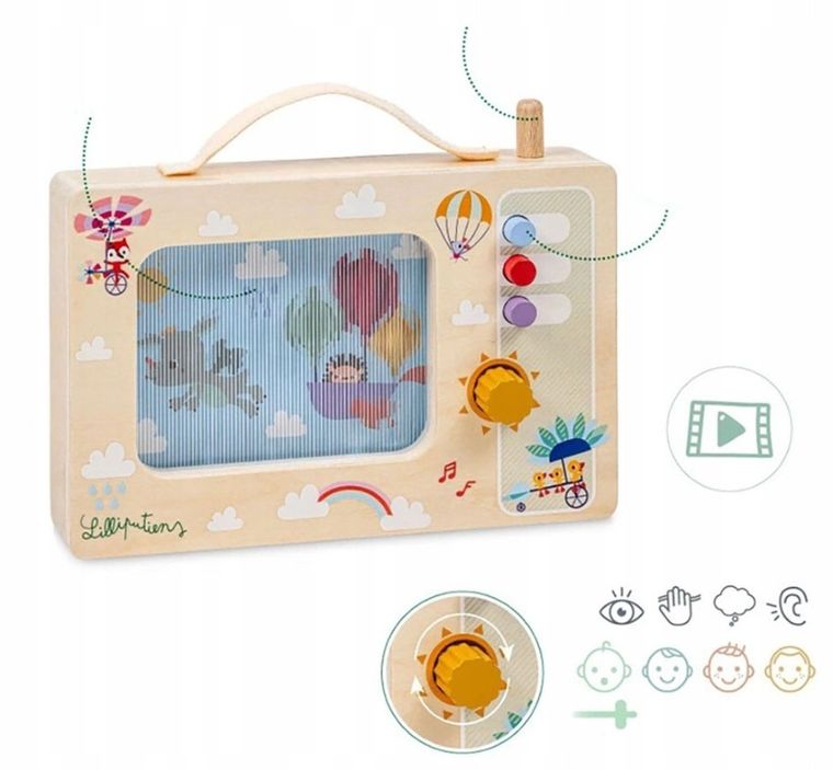 Lilliputiens, Smok Joe, drewniana animowana pozytywka, 10m+