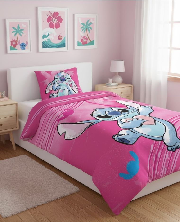 Lilo i Stitch Aloha, 2-częściowy komplet pościeli bawełnianej, 160-200 cm